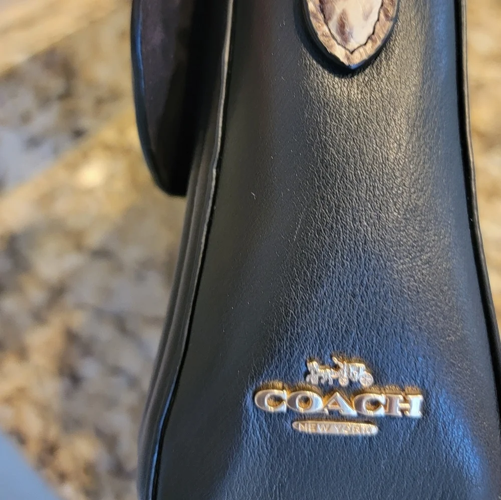 Coach Marlie Leather Sachel/Crossbody With Border Quilting And Snakeskin Handle - Picture 7 of 16